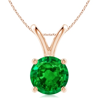 10mm AAAA V-Bale Round Emerald Solitaire Pendant in Rose Gold