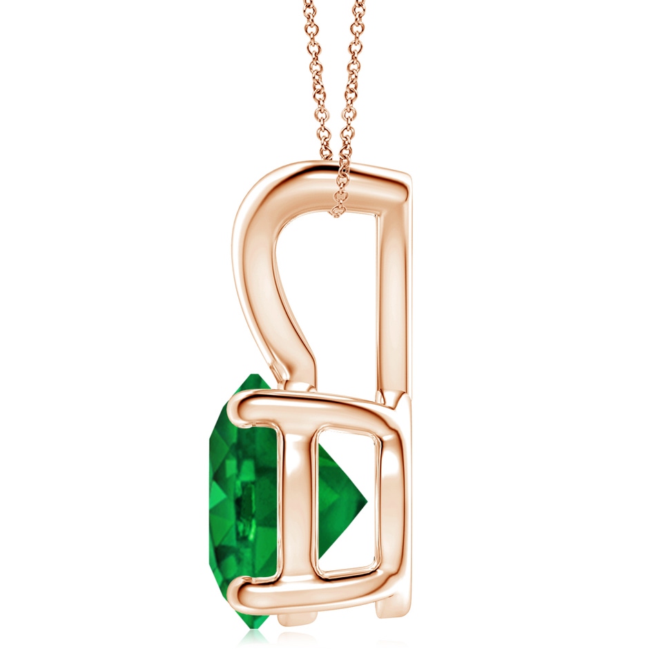 10mm AAAA V-Bale Round Emerald Solitaire Pendant in Rose Gold side 199