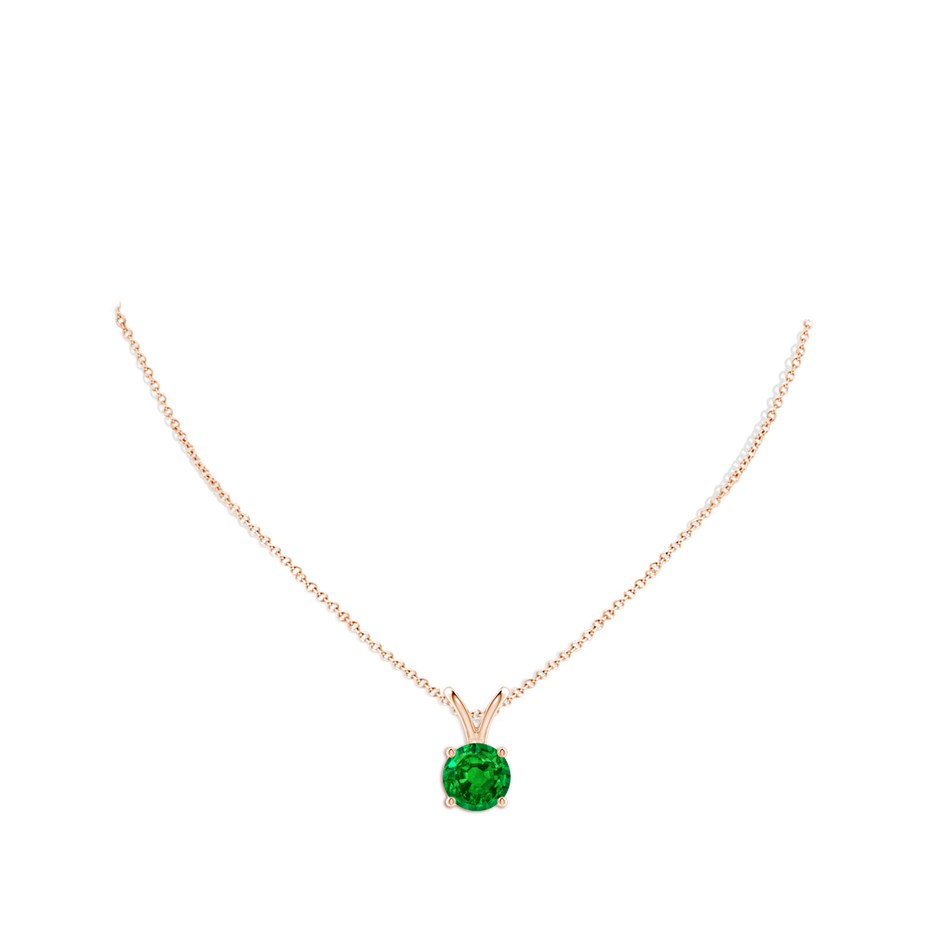 10mm AAAA V-Bale Round Emerald Solitaire Pendant in Rose Gold pen
