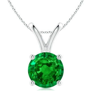 10mm AAAA V-Bale Round Emerald Solitaire Pendant in S999 Silver