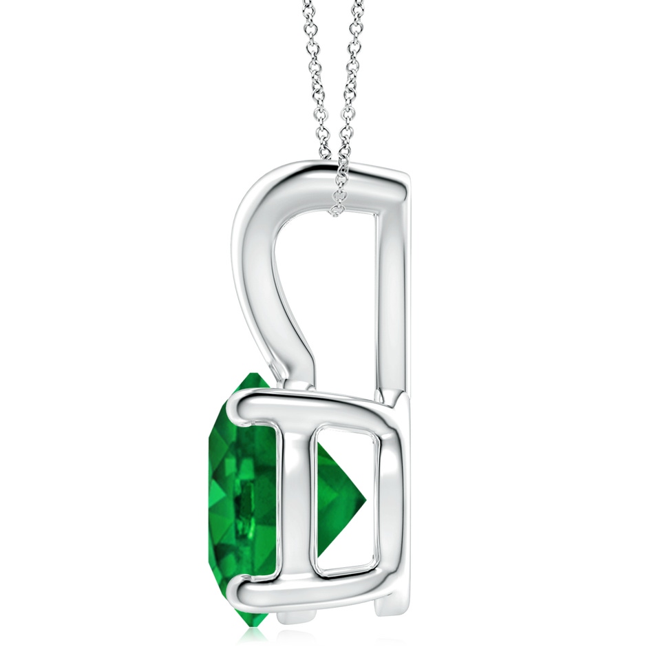 10mm AAAA V-Bale Round Emerald Solitaire Pendant in S999 Silver side 199