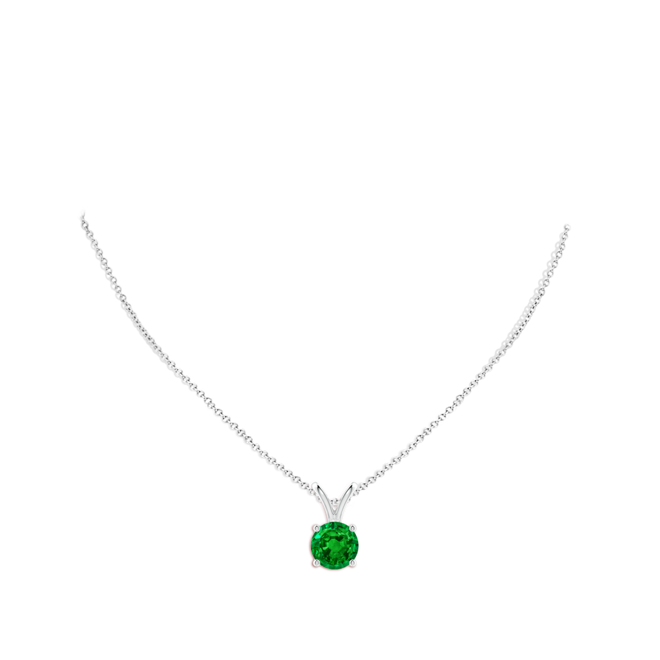 10mm AAAA V-Bale Round Emerald Solitaire Pendant in S999 Silver pen