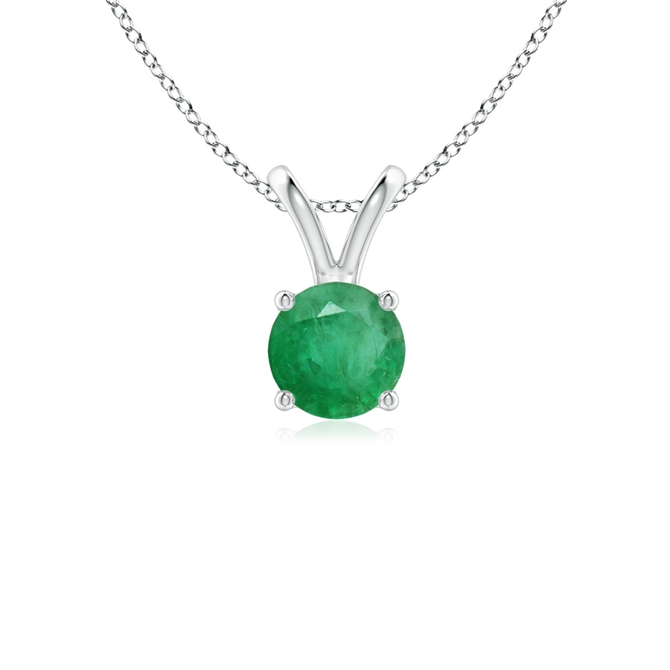 5mm A V-Bale Round Emerald Solitaire Pendant in S999 Silver 