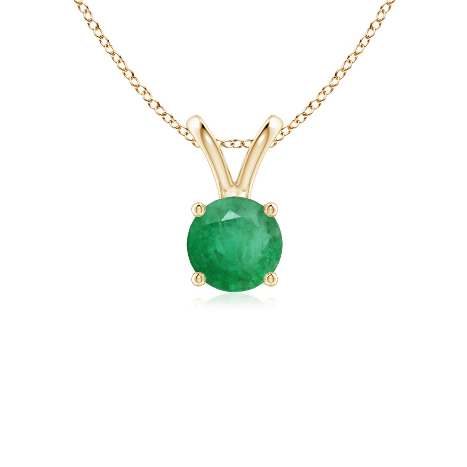 5mm A V-Bale Round Emerald Solitaire Pendant in Yellow Gold 