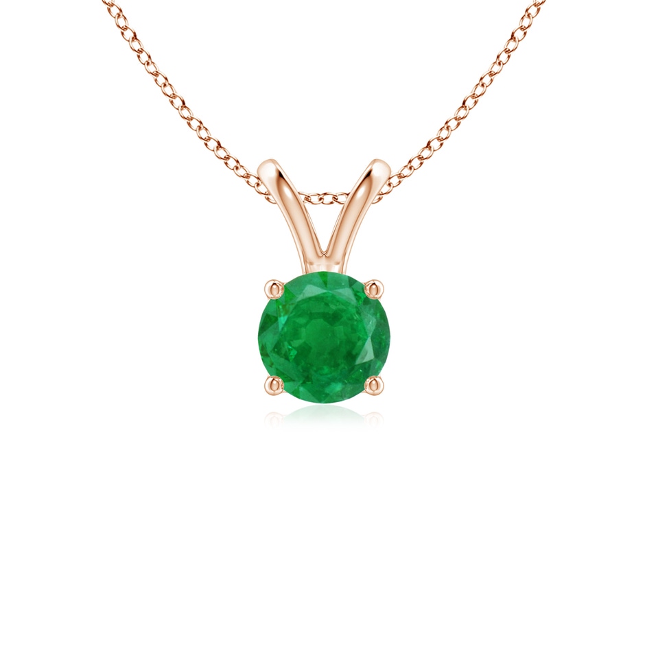 5mm AA V-Bale Round Emerald Solitaire Pendant in Rose Gold 