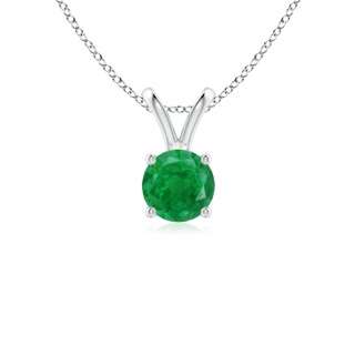 5mm AA V-Bale Round Emerald Solitaire Pendant in S999 Silver