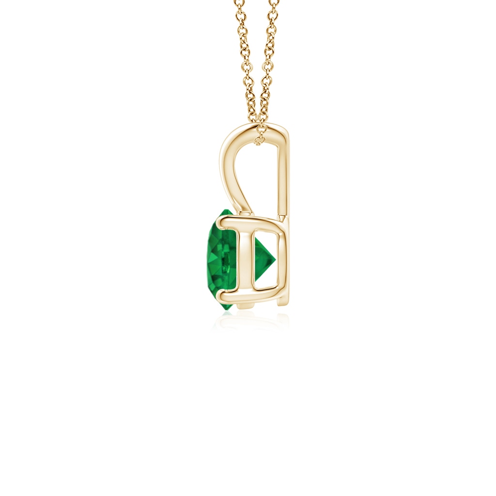 5mm AAA V-Bale Round Emerald Solitaire Pendant in 9K Yellow Gold Side 199