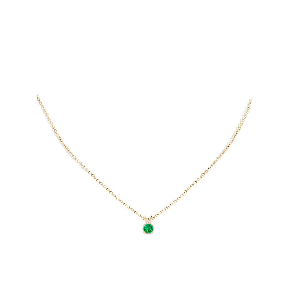 5mm AAA V-Bale Round Emerald Solitaire Pendant in 9K Yellow Gold pen