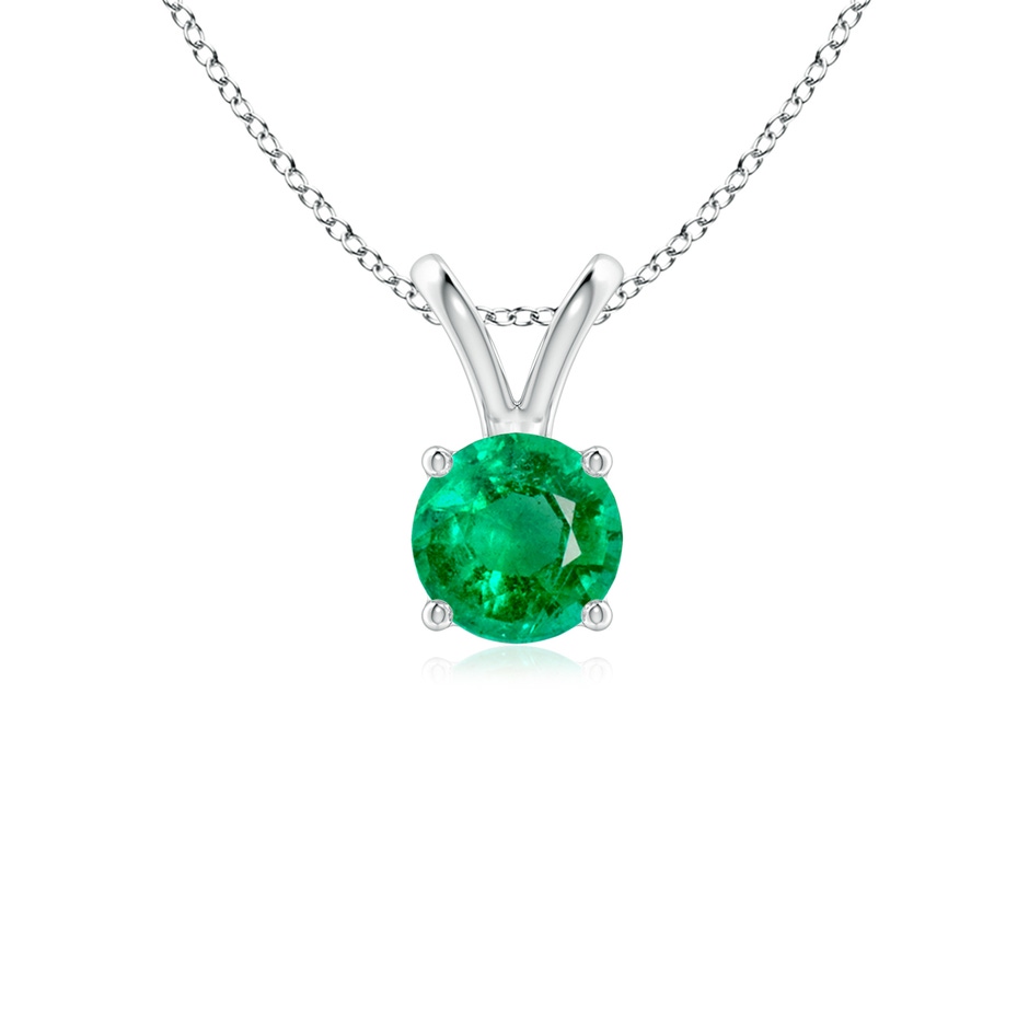 5mm AAA V-Bale Round Emerald Solitaire Pendant in P950 Platinum 