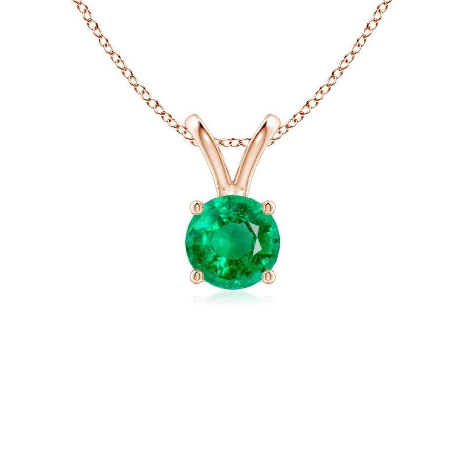 5mm AAA V-Bale Round Emerald Solitaire Pendant in Rose Gold 