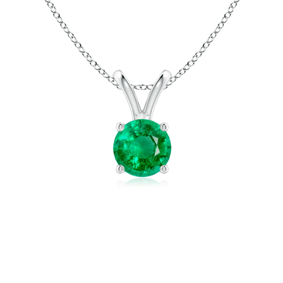 5mm AAA V-Bale Round Emerald Solitaire Pendant in S999 Silver 
