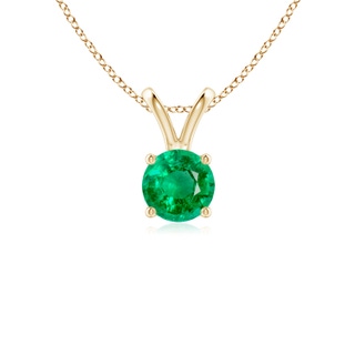 5mm AAA V-Bale Round Emerald Solitaire Pendant in Yellow Gold