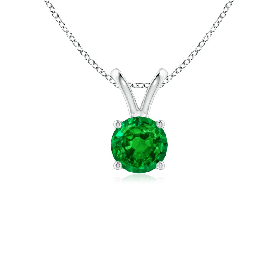 5mm AAAA V-Bale Round Emerald Solitaire Pendant in S999 Silver 