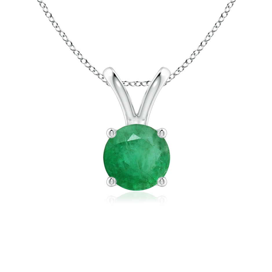 6mm A V-Bale Round Emerald Solitaire Pendant in P950 Platinum 