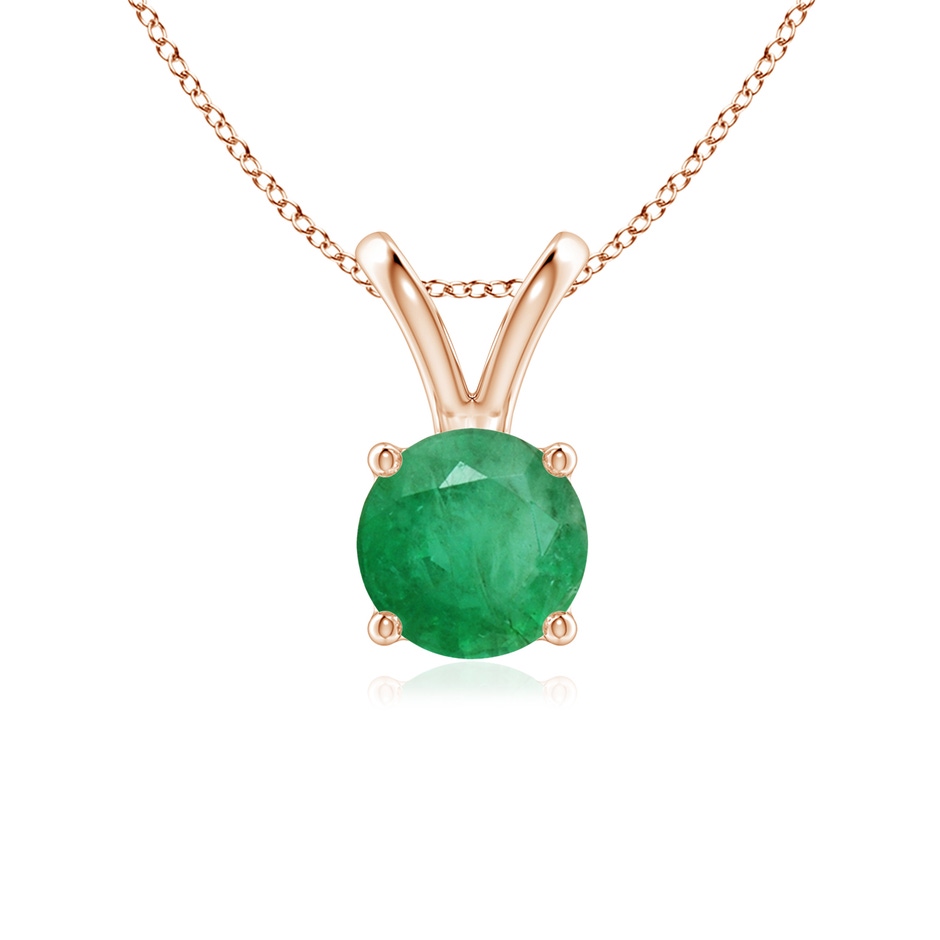 6mm A V-Bale Round Emerald Solitaire Pendant in Rose Gold 