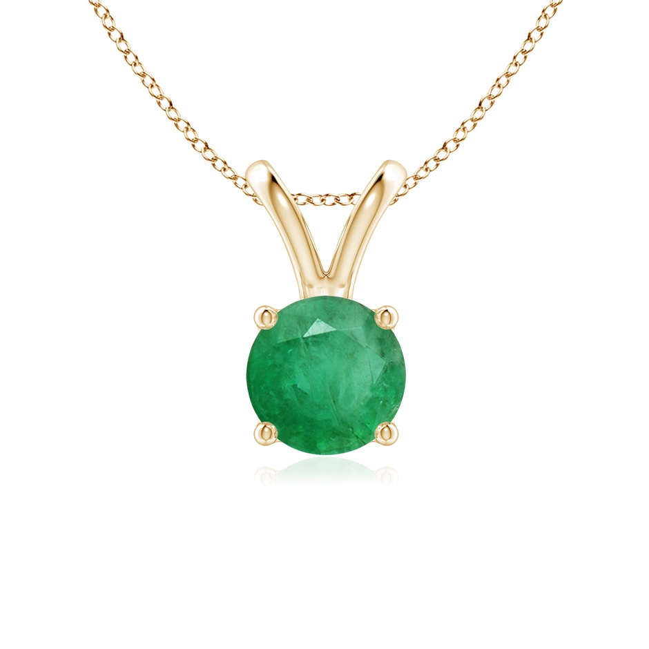6mm A V-Bale Round Emerald Solitaire Pendant in Yellow Gold 