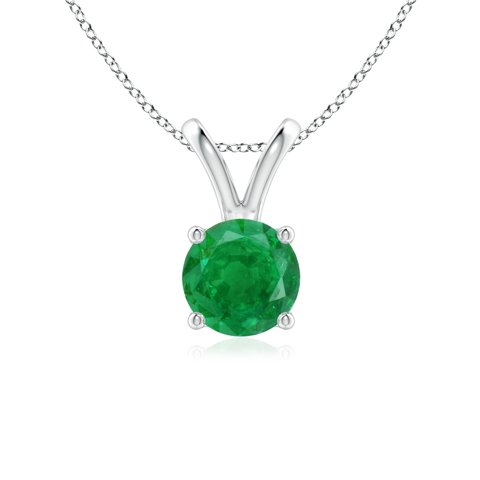 6mm AA V-Bale Round Emerald Solitaire Pendant in P950 Platinum 
