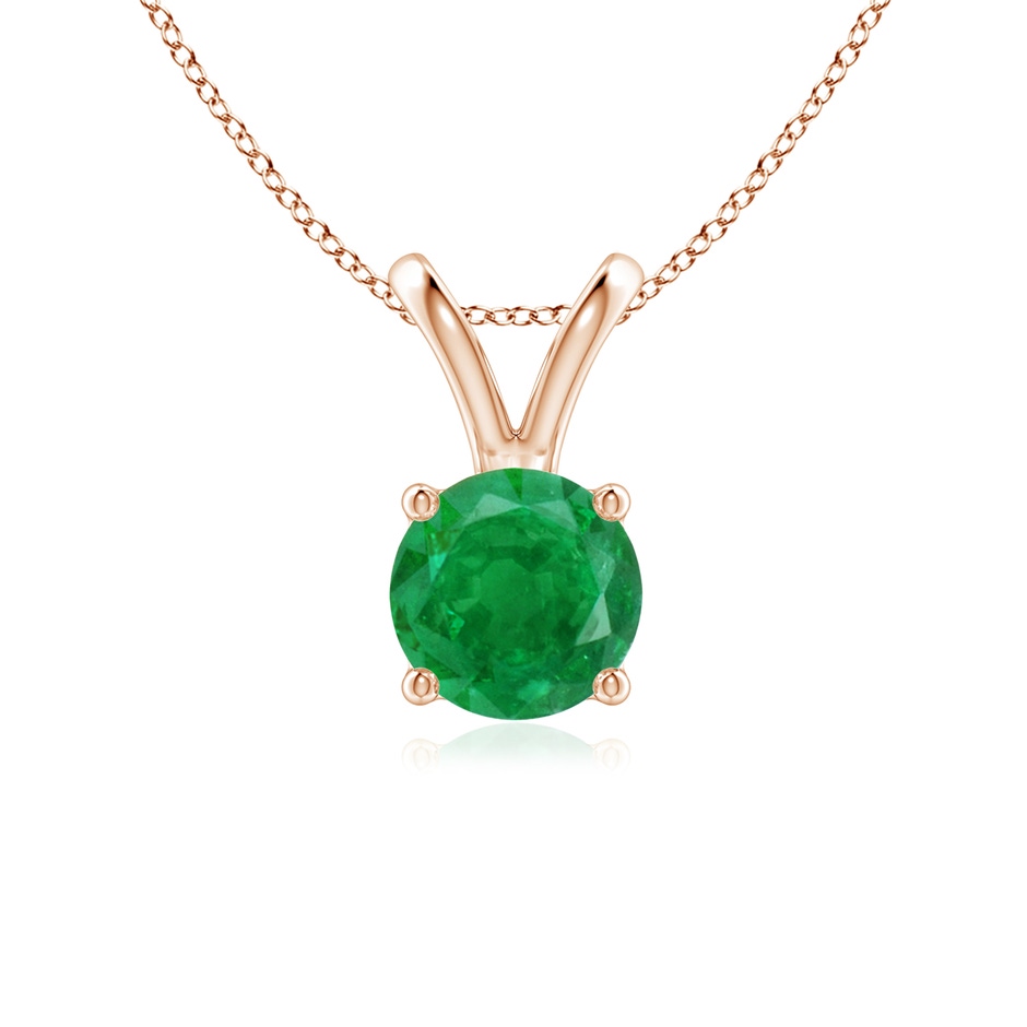 6mm AA V-Bale Round Emerald Solitaire Pendant in Rose Gold 