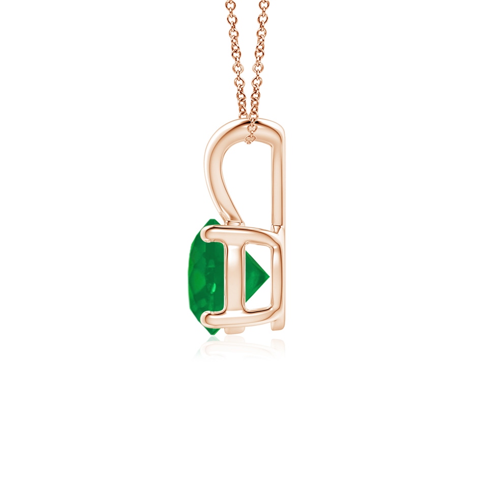 6mm AA V-Bale Round Emerald Solitaire Pendant in Rose Gold side 199