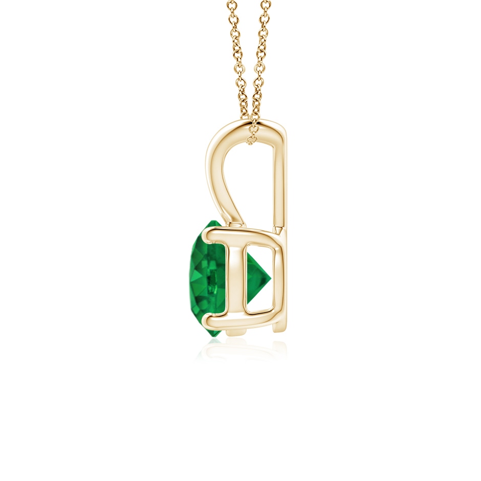 6mm AAA V-Bale Round Emerald Solitaire Pendant in 18K Yellow Gold side 199