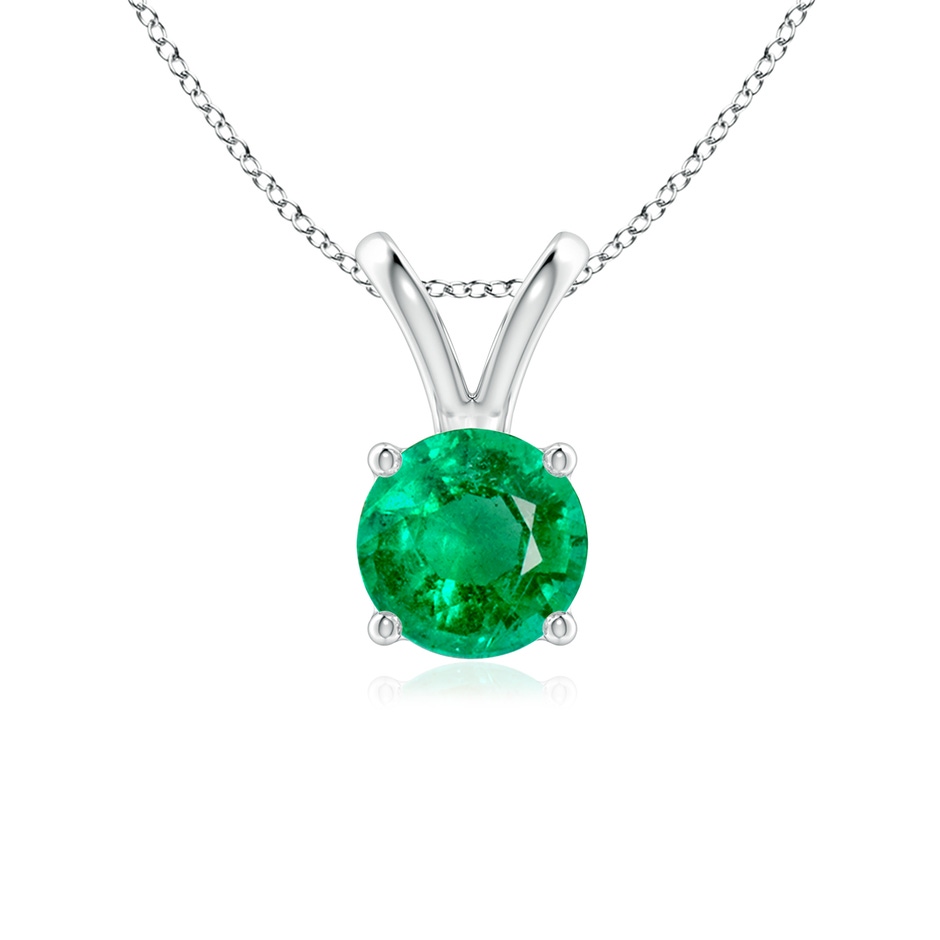 6mm AAA V-Bale Round Emerald Solitaire Pendant in P950 Platinum 