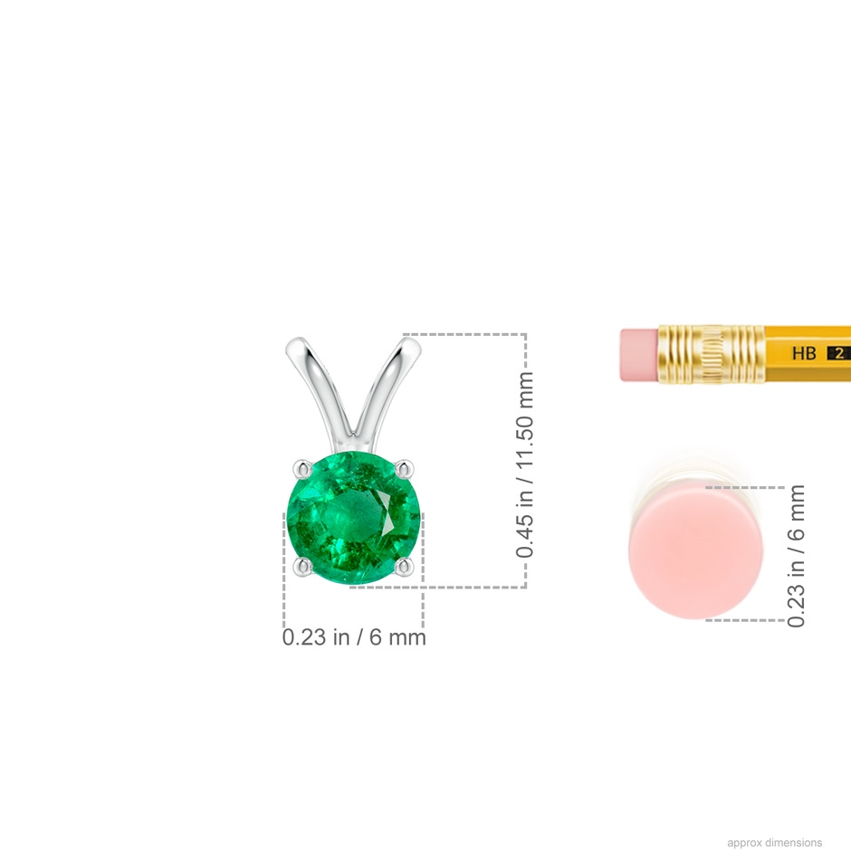 6mm AAA V-Bale Round Emerald Solitaire Pendant in P950 Platinum ruler