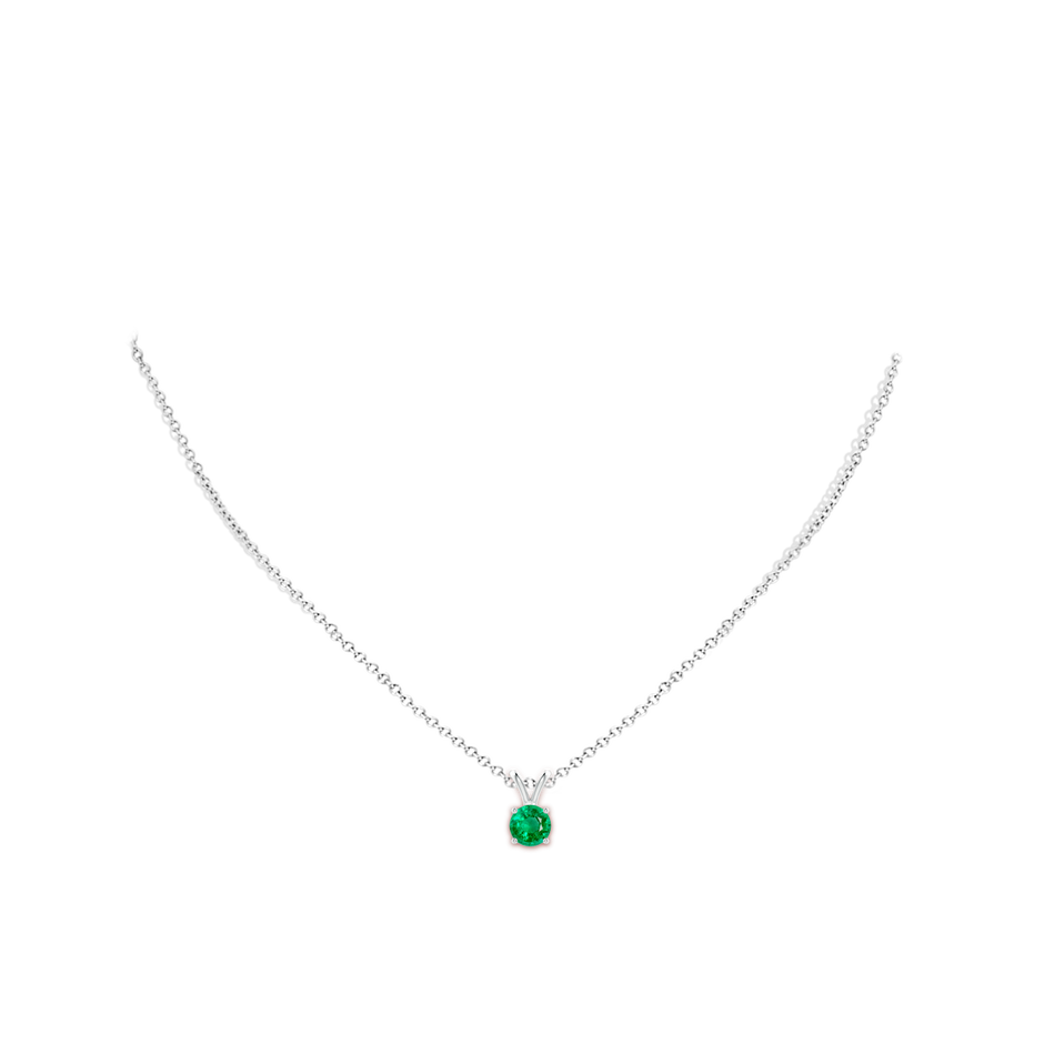 6mm AAA V-Bale Round Emerald Solitaire Pendant in P950 Platinum pen