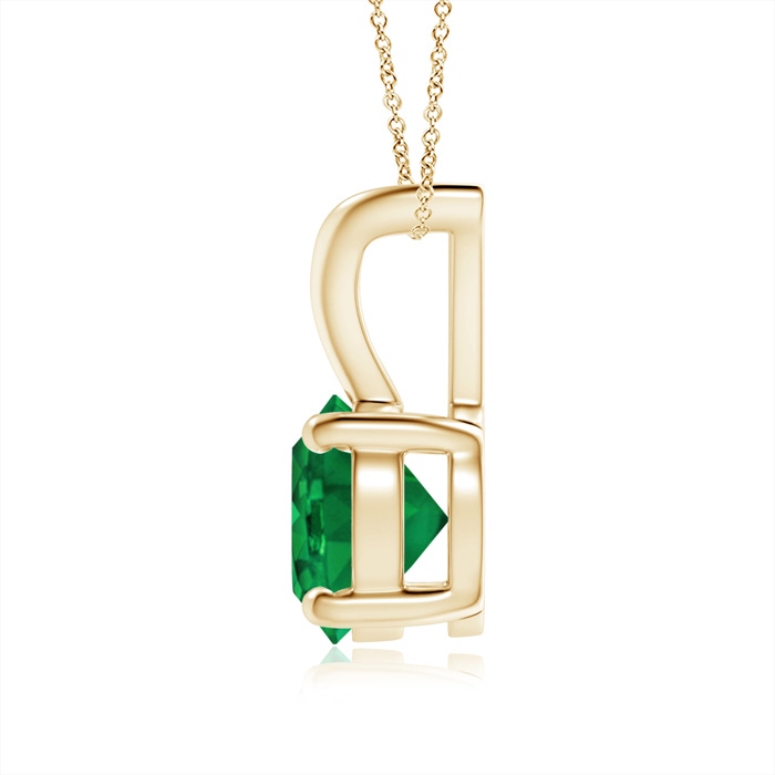 6mm AAA V-Bale Round Emerald Solitaire Pendant in Yellow Gold side 199