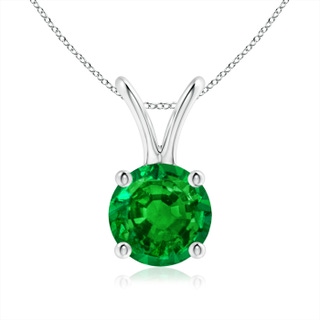 6mm AAAA V-Bale Round Emerald Solitaire Pendant in P950 Platinum