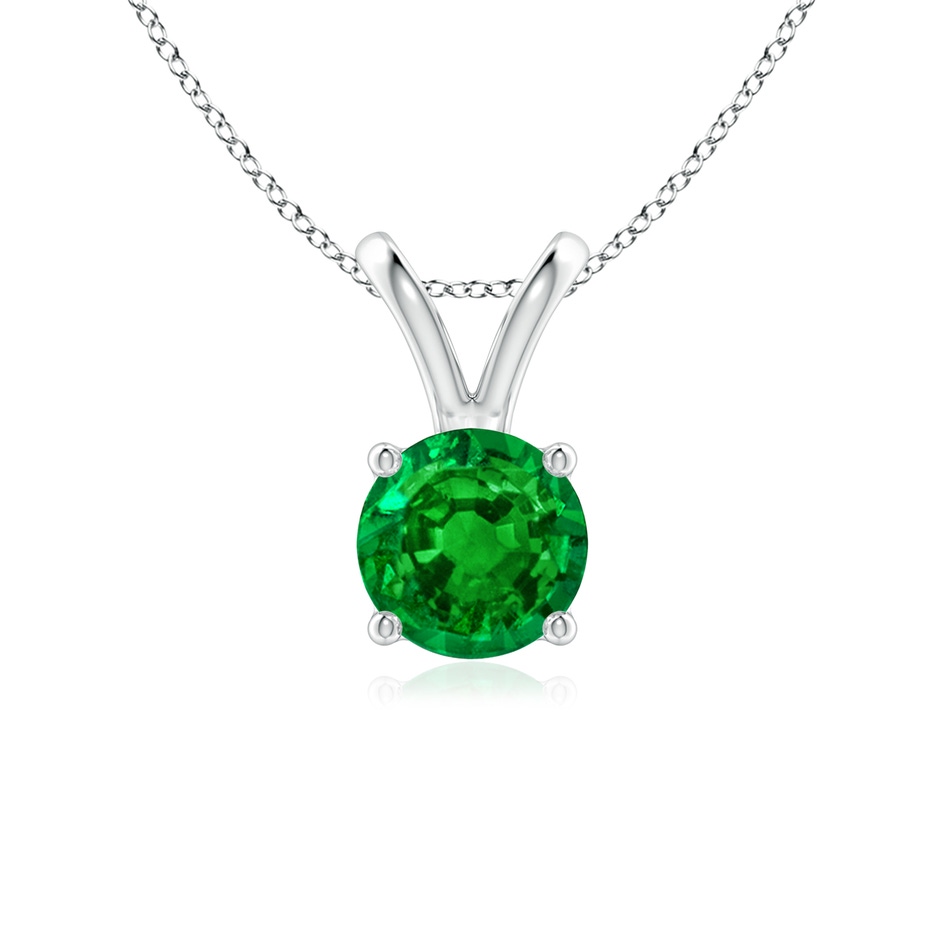 6mm AAAA V-Bale Round Emerald Solitaire Pendant in P950 Platinum 