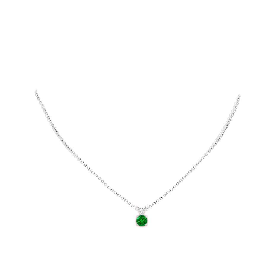 6mm AAAA V-Bale Round Emerald Solitaire Pendant in P950 Platinum pen