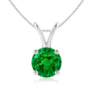 6mm AAAA V-Bale Round Emerald Solitaire Pendant in S999 Silver