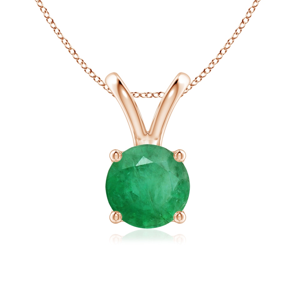 7mm A V-Bale Round Emerald Solitaire Pendant in Rose Gold 