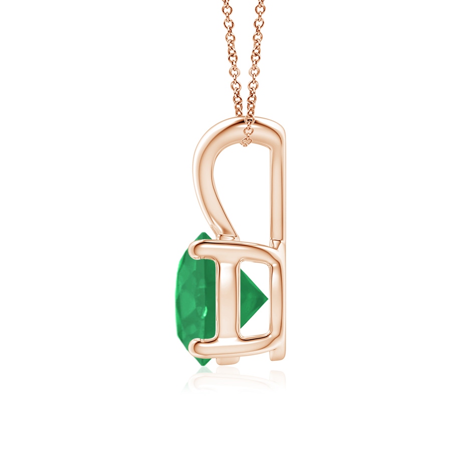 7mm A V-Bale Round Emerald Solitaire Pendant in Rose Gold side 199