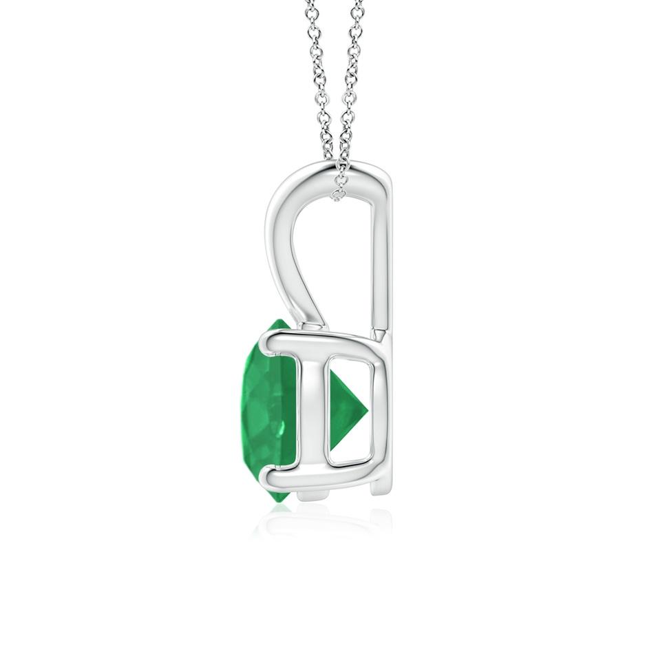 7mm A V-Bale Round Emerald Solitaire Pendant in White Gold side 199