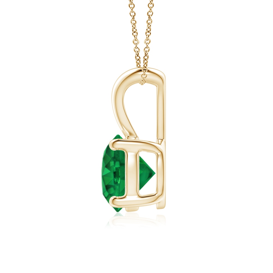7mm AAA V-Bale Round Emerald Solitaire Pendant in Yellow Gold side 199