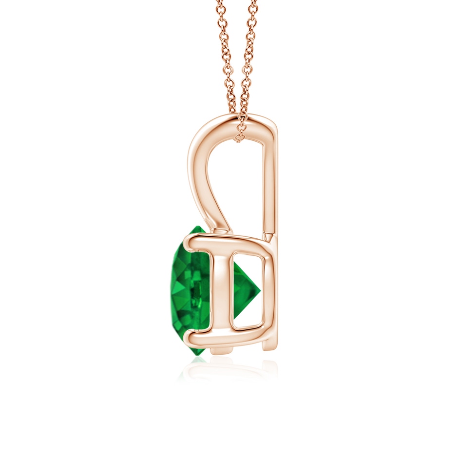 7mm AAAA V-Bale Round Emerald Solitaire Pendant in Rose Gold side 199