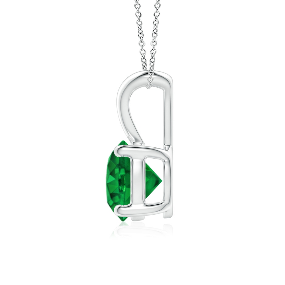 7mm AAAA V-Bale Round Emerald Solitaire Pendant in S999 Silver side 199