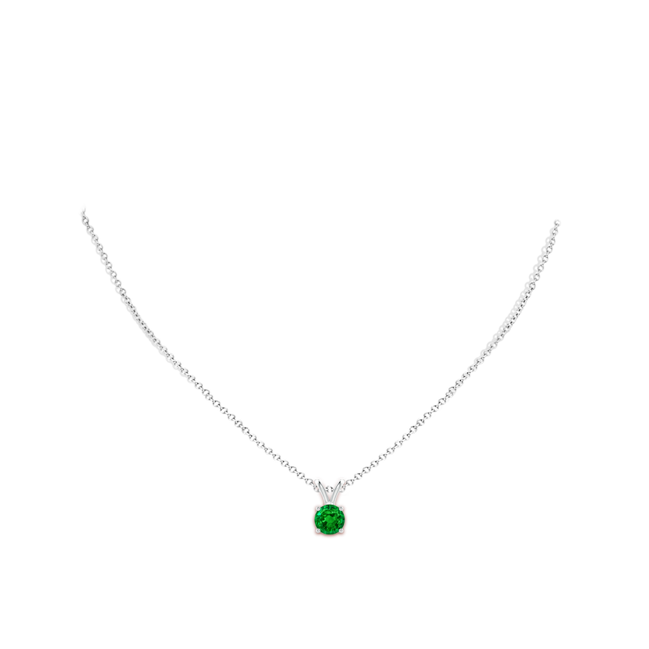 7mm AAAA V-Bale Round Emerald Solitaire Pendant in S999 Silver pen
