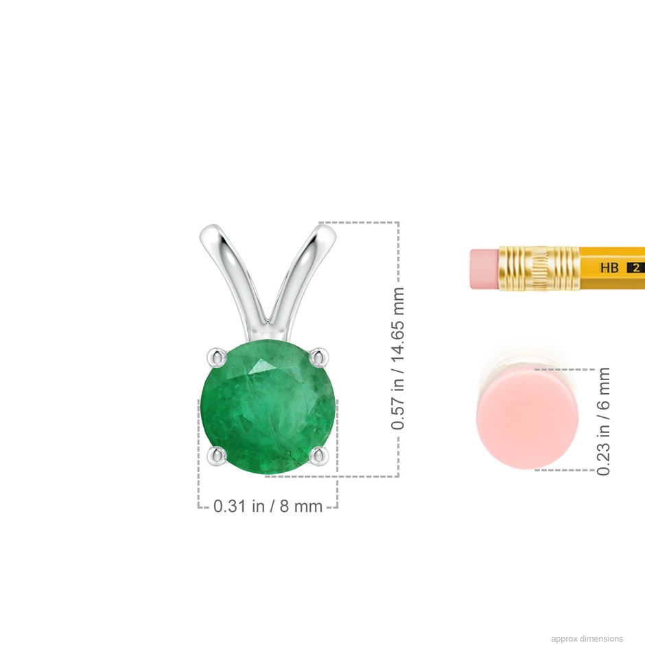 8mm A V-Bale Round Emerald Solitaire Pendant in P950 Platinum ruler