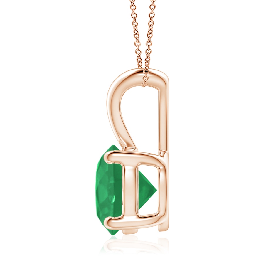 8mm A V-Bale Round Emerald Solitaire Pendant in Rose Gold side 199