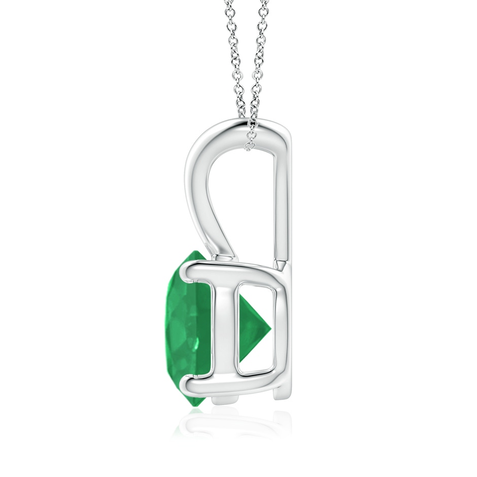 8mm A V-Bale Round Emerald Solitaire Pendant in White Gold side 199