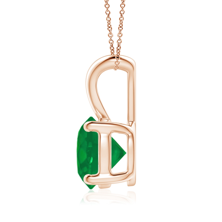 8mm AA V-Bale Round Emerald Solitaire Pendant in Rose Gold side 199