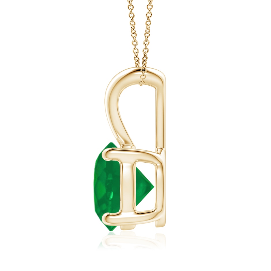 8mm AA V-Bale Round Emerald Solitaire Pendant in Yellow Gold side 199