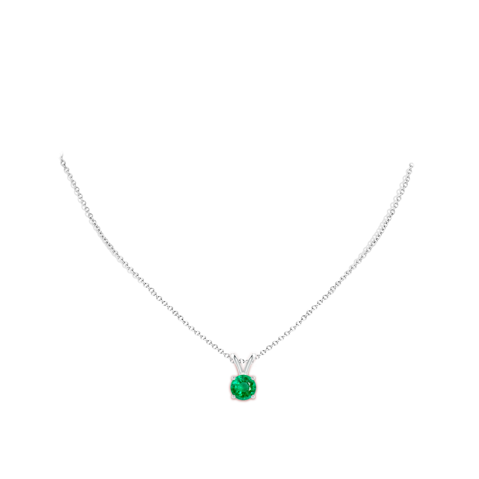 8mm AAA V-Bale Round Emerald Solitaire Pendant in White Gold pen