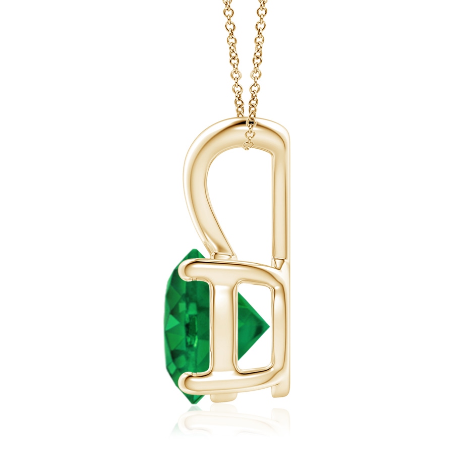 8mm AAA V-Bale Round Emerald Solitaire Pendant in Yellow Gold side 199
