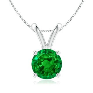 8mm AAAA V-Bale Round Emerald Solitaire Pendant in P950 Platinum