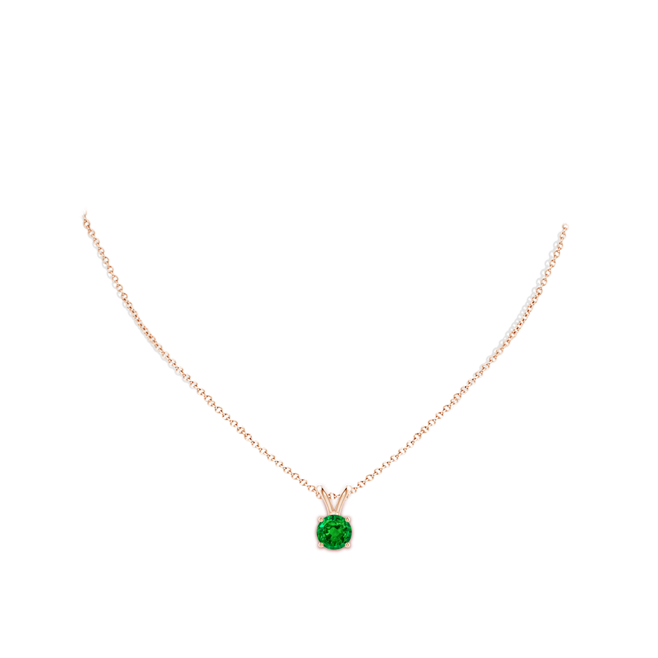 8mm AAAA V-Bale Round Emerald Solitaire Pendant in Rose Gold pen