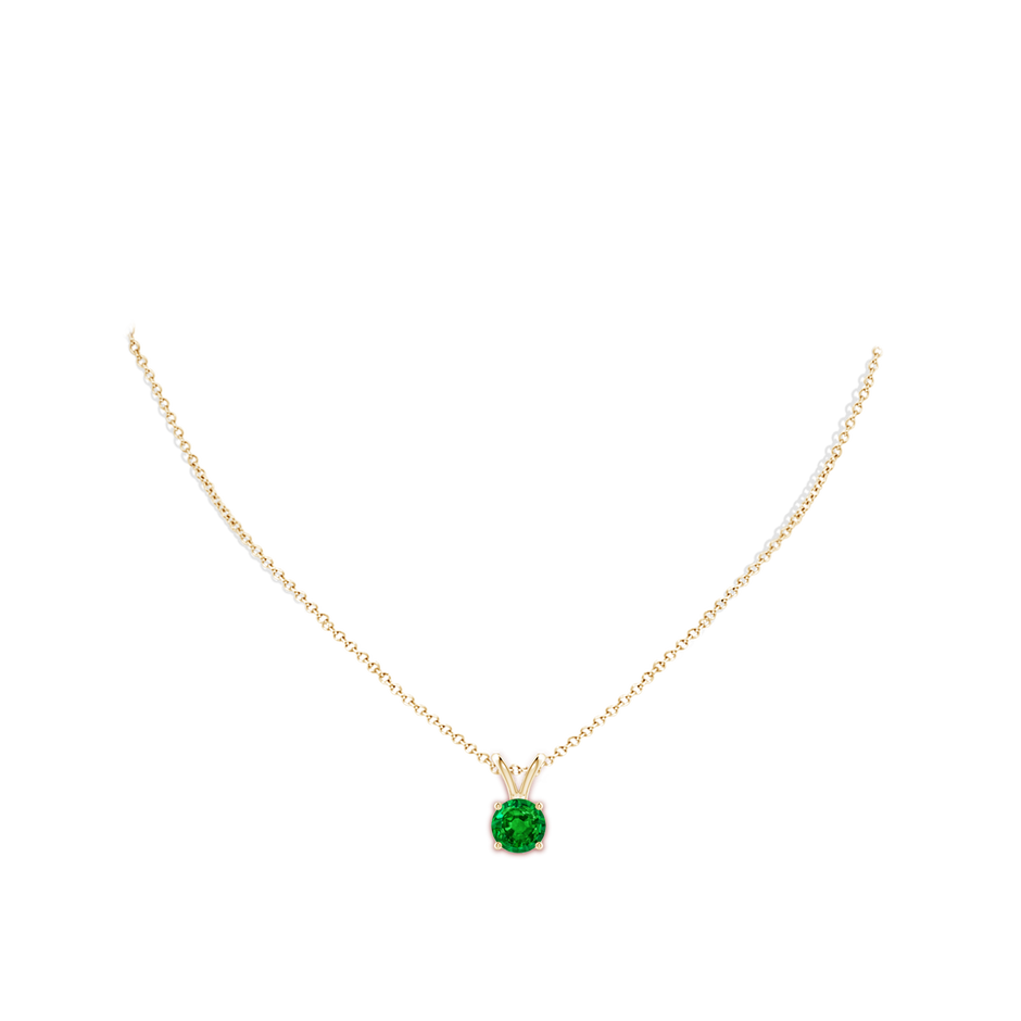 8mm AAAA V-Bale Round Emerald Solitaire Pendant in Yellow Gold pen
