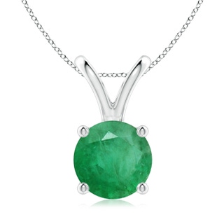 9mm A V-Bale Round Emerald Solitaire Pendant in P950 Platinum